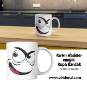 Farklı İfadeler Emojili Porselen Kupa Bardak