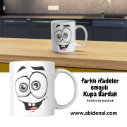 Farklı İfadeler Emojili Porselen Kupa Bardak