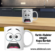 Farklı İfadeler Emojili Porselen Kupa Bardak