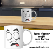 Farklı İfadeler Emojili Porselen Kupa Bardak