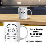 Farklı İfadeler Emojili Porselen Kupa Bardak